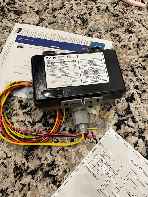Eaton transfer switch components laid out before installation