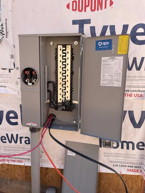 New meter-main combination service entrance mounted on an exterior wall